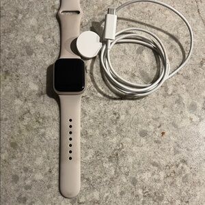 Apple Smartwatch with Cream Band and Charger